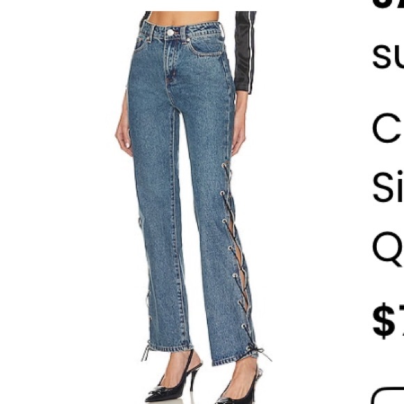 superdown Denim - superdown Blue Lace-Up Straight Leg Jeans